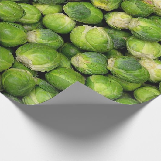 Grünes Brüsseler Gemüsemuster Geschenkpapier (Ecke)