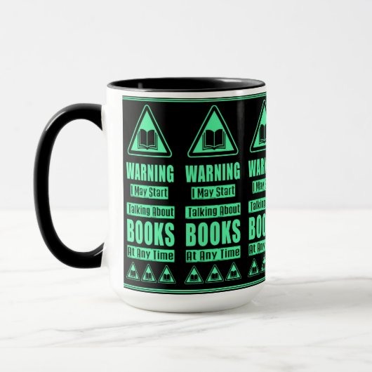 Grünes Buch Liebhaber Warnschild Tasse (Links)