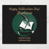 Grünes Buch und Quill Schaumweinetikett (Einzelnes Label)