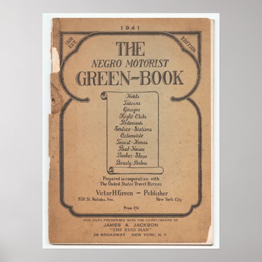 Grünes Buch von Negro Motorist Poster (Vorne)