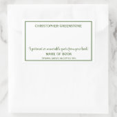 Grünes Buchzeichen der Autor-Unterschrift Rechteckiger Aufkleber (Tasche)