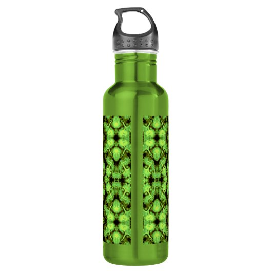 Grünes Buddha-Kaleidoskop Trinkflasche (Rückseite)