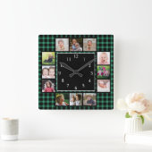Grünes Buffalo Kariert Erstellen Sie Ihre eigene F Quadratische Wanduhr (Zuhause)