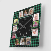 Grünes Buffalo Kariert Erstellen Sie Ihre eigene F Quadratische Wanduhr (Winkel)