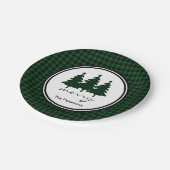 Grünes Buffalo Karo Pine Trees Personalisiert Pape Pappteller (Schrägansicht)