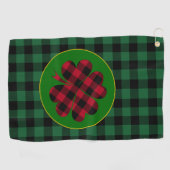 Grünes Büffel, kariertes Kleeblatt, Lucky Clover C Golfhandtuch (Horizontal)