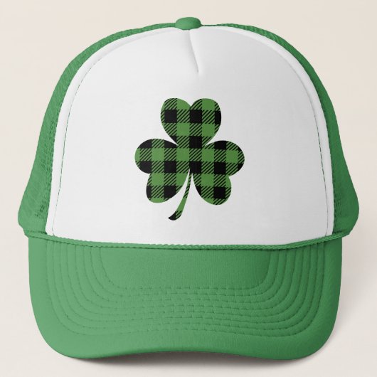 Grünes Büffel-Karo Design-61104 Truckerkappe (Vorderseite)