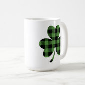 Grünes Büffel-Karomuster Shamrock Kleeblatt Design Kaffeetasse (VorderseiteRechts)