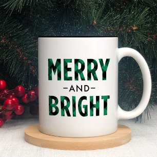 Grünes Büffelkariert Merry and Bright Zweifarbige Tasse