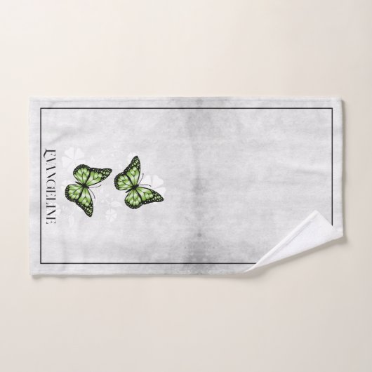 Grünes Butterfly-Set Badhandtuch Set (Handtuch)