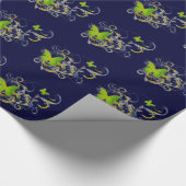Grünes Butterflys Geschenkpapier (Ecke)