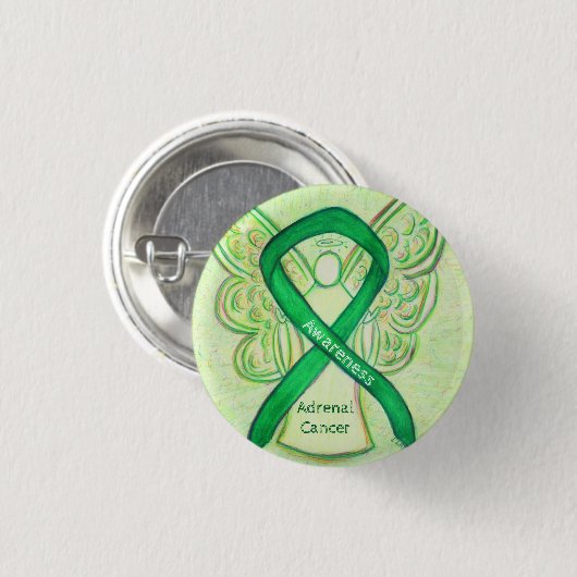 Grünes Button des Angel-Ribbon-Engels für Nebennie (Vorne & Hinten)