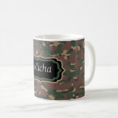 Grünes Camouflage-Gewohnheits-Monogramm TANs Brown Kaffeetasse (VorderseiteRechts)