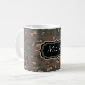 Grünes Camouflage-Gewohnheits-Monogramm TANs Brown Kaffeetasse (Vorderseite Links)