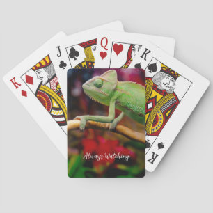 Grünes Chamäleon auf dem Ast Spielkarten