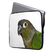 Grünes Cheeked Conure Laptopschutzhülle (Vorderseite Links)