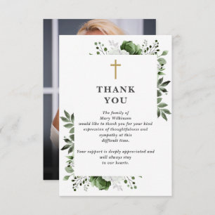 Grünes Christliches Foto zur Beerdigung des Lebens Dankeskarte