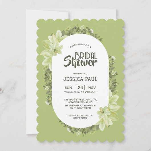 Grünes Clivia Brautparty Einladung (Vorderseite)