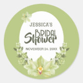 Grünes Clivia Brautparty Runder Aufkleber (Vorderseite)