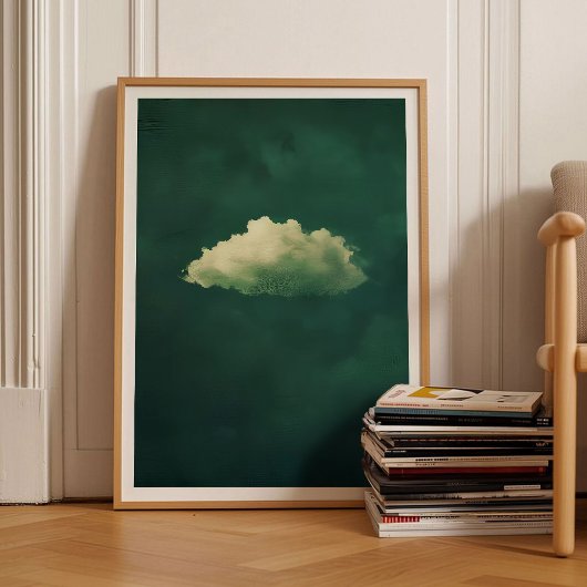 Grünes Cloud-Druck Moody Cloud-Malerei Smaragdgrün Poster