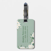 Grünes Cloud-Muster für weiße Blume Inspirierend Z Gepäckanhänger (Rückseite vertikal)