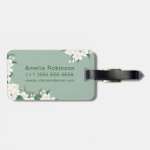 Grünes Cloud-Muster für weiße Blume Inspirierend Z Gepäckanhänger (Rückseite horizontal)