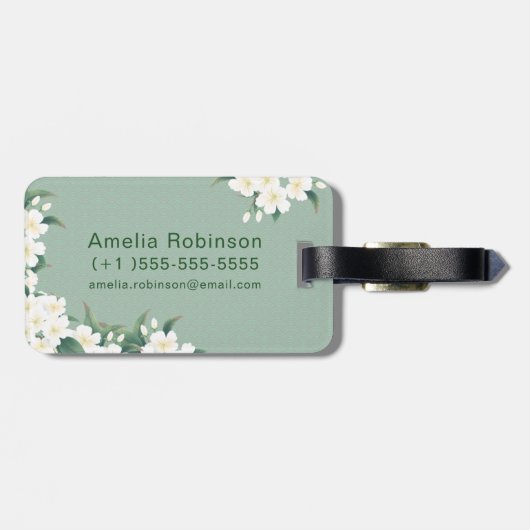 Grünes Cloud-Muster für weiße Blume Inspirierend Z Gepäckanhänger (Rückseite horizontal)