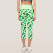 Grünes Clover Kleeblatt Leaf Muster Elegant Capri Leggings (Rückseite)