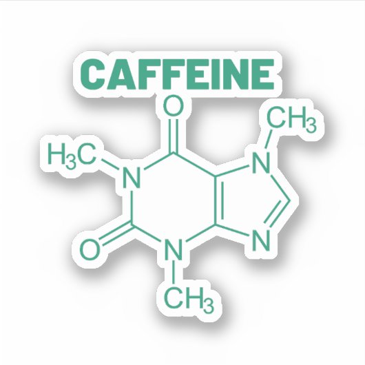 Grünes Coffein-Molekül Aufkleber (Vorderseite)