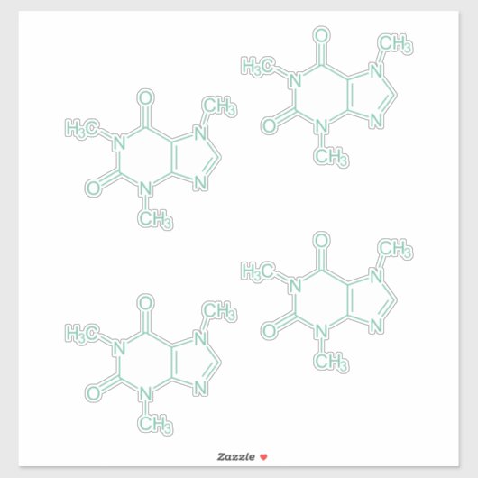 Grünes Coffein-Molekül Aufkleber (Blatt)
