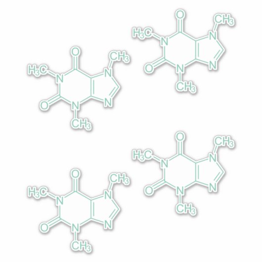 Grünes Coffein-Molekül Aufkleber (Vorderseite)