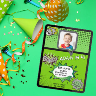 Grünes Comic Einladung