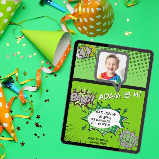 Grünes Comic Einladung