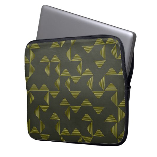 Grünes, cooles, einzigartiges, trendiges Dreiecke- Laptopschutzhülle (Vorderseite Links)