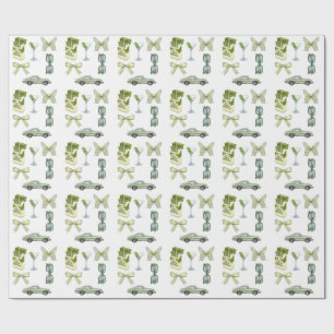 Grünes Coquette-Ästhetik-Sticker-Set Vintage-Aut Geschenkpapier