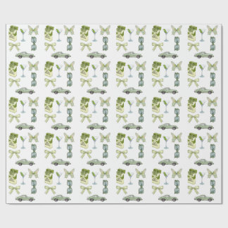 Grünes Coquette-Ästhetik-Sticker-Set | Vintage-Aut Geschenkpapier