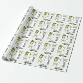 Grünes Coquette-Ästhetik-Sticker-Set | Vintage-Aut Geschenkpapier