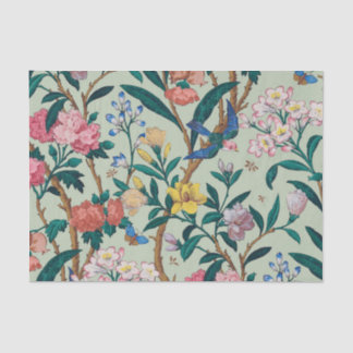 Grünes Cottage-Core-Vintag-florales Girl-Monogramm Seidenpapier