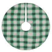 Grünes Creme-Kariert Polyester Weihnachtsbaumdecke (Vorderseite)