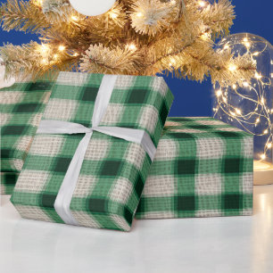 Grünes Creme Karo Weihnachten Geschenkpapier