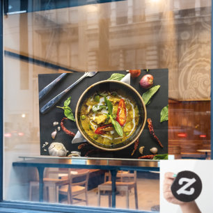 Grünes Curry Thai Food Gewürze Kräuter Küche Curry Fensteraufkleber