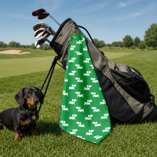 Grünes Dachshund-Golfer-Geschenk Golfhandtuch