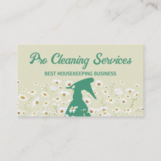 Grünes Daisy Spray Flasche Reinigung Gartenarbeit Visitenkarte (Rückseite)