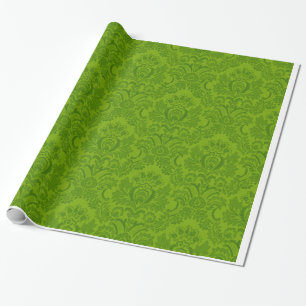 Grünes Damast-Muster Geschenkpapier