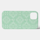 Grünes Damastmuster Case-Mate iPhone Hülle (Rückseite (Horizontal))