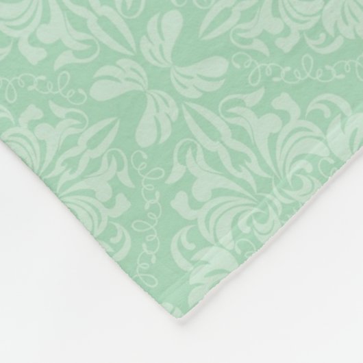 Grünes Damastmuster Fleecedecke (Ecke)