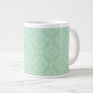Grünes Damastmuster Jumbo-Tasse