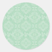 Grünes Damastmuster Runder Aufkleber (Vorderseite)