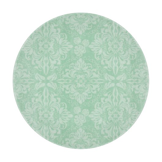 Grünes Damastmuster Schneidebrett (Vorderseite)