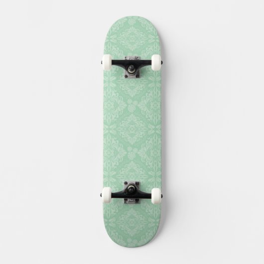 Grünes Damastmuster Skateboard (Vorderseite)